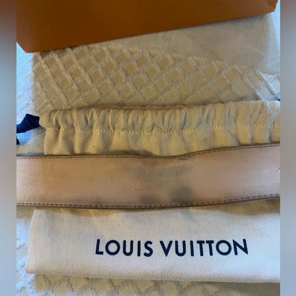 AUTHENTIC Used Louis Vuitton white checkered initials belt. - Picture 3 of 5